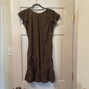 Cherry Patterned Brown Dress